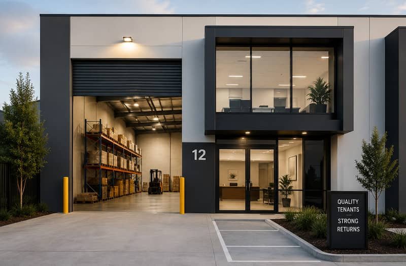 Modern commercial warehouse with integrated office space